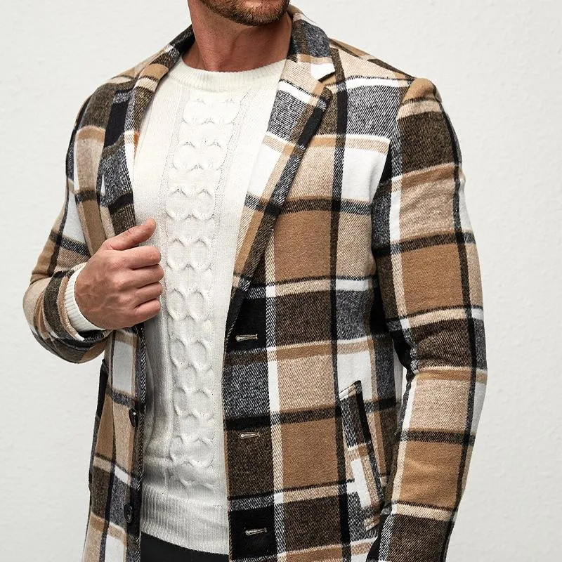 Men's Vintage Brushed Plaid Single Breasted Coat 13303207X sold by Manly product image thumbnail 2