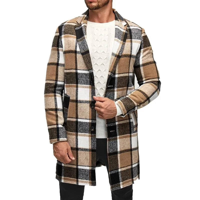 Men's Vintage Brushed Plaid Single Breasted Coat 13303207X sold by Manly