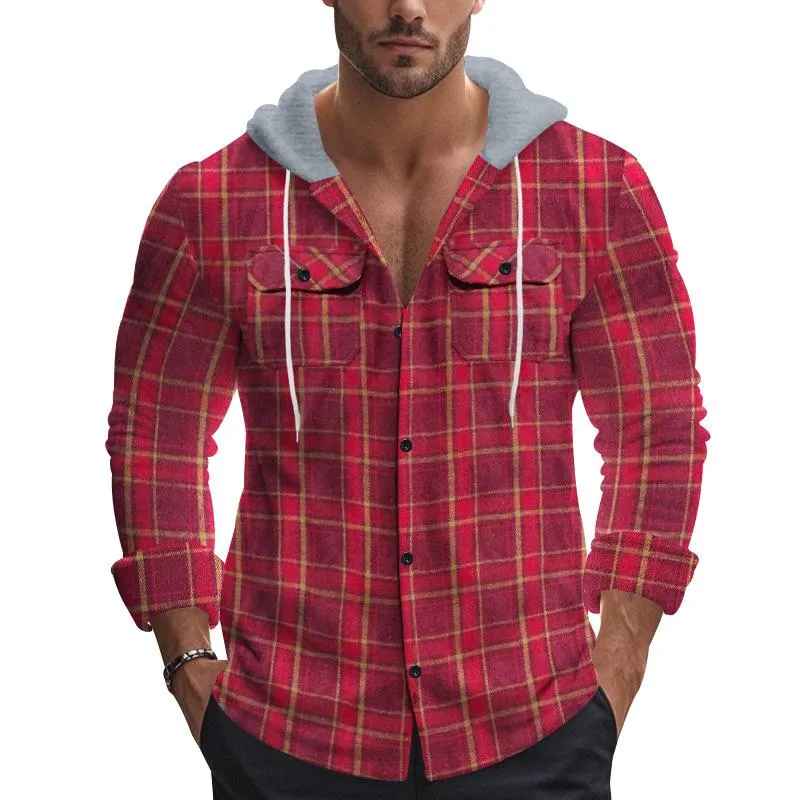 Men's Flannel Hooded Chest Pocket Long Sleeve Casual Shirt 66418582Z sold by Manly product image thumbnail 2