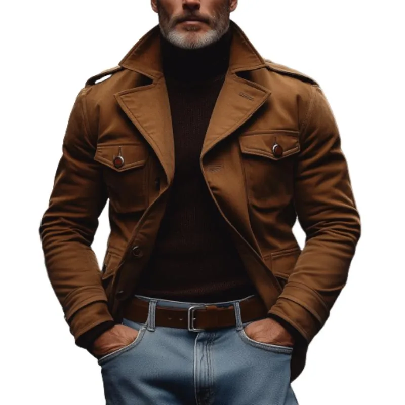 Men's Vintage Suede Notched Lapel Slim Fit Single Breasted Trench Coat 93799938M sold by Manly