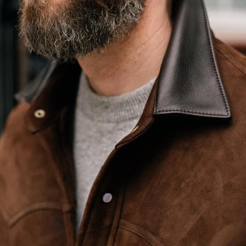 Men's Vintage Suede and Leather Lapel Single Breasted Slim Fit Jacket 85380766M sold by Manly product image thumbnail 5