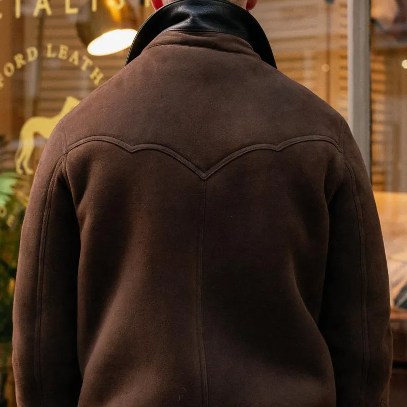 Men's Vintage Suede and Leather Lapel Single Breasted Slim Fit Jacket 85380766M sold by Manly product image thumbnail 3