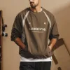 Men's Loose Colorblock Crewneck Sports Sweatshirt 15098599Y sold by Manly
