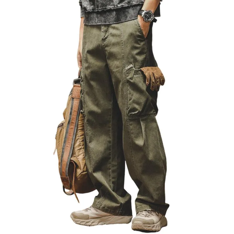 Men's Retro Loose Multi-Pocket Cargo Pants 46289557Y sold by Manly