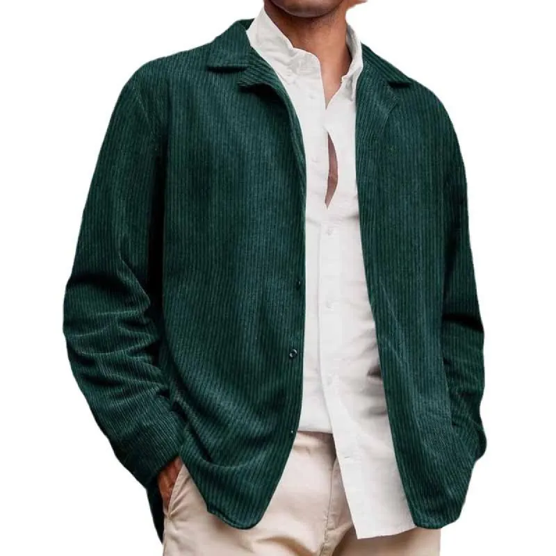 Men's Solid Color Corduroy Lapel Jacket 49294668Y sold by Manly