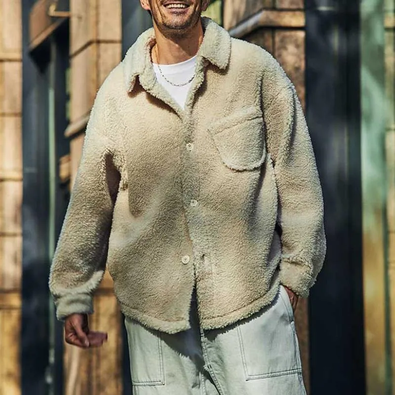 Men's Solid Color Lambswool Chest Pocket Jacket 42792266Y sold by Manly product image thumbnail 5