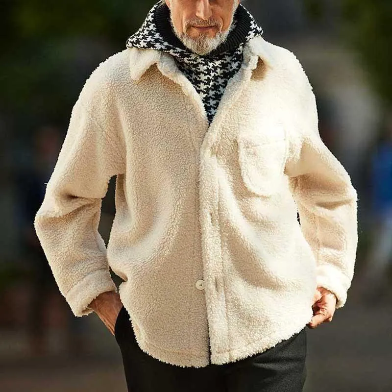 Men's Solid Color Lambswool Chest Pocket Jacket 42792266Y sold by Manly product image thumbnail 2