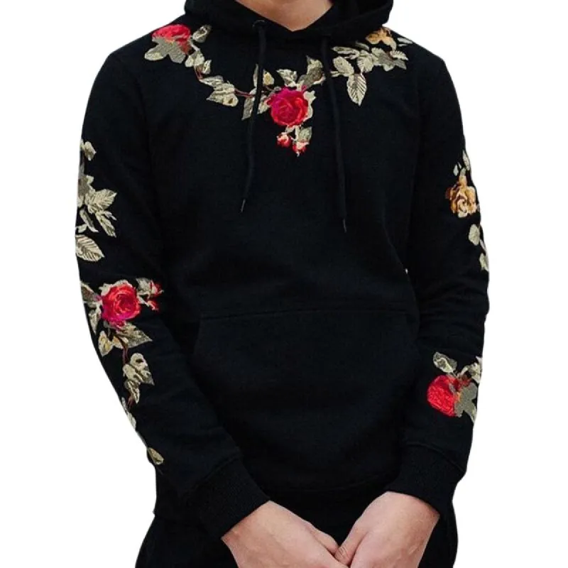 Men's Retro Casual Floral Pocket Hoodie 63110881TO sold by Manly