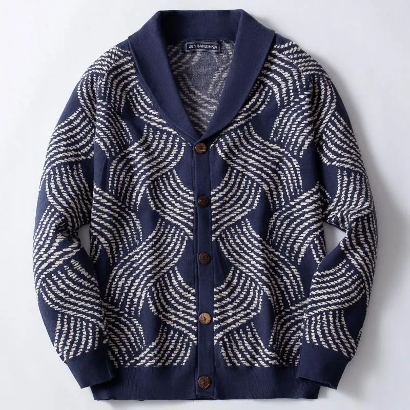 Men's Vintage Jacquard Shawl Collar Single Breasted Knitted Cardigan 10100276M sold by Manly product image thumbnail 3