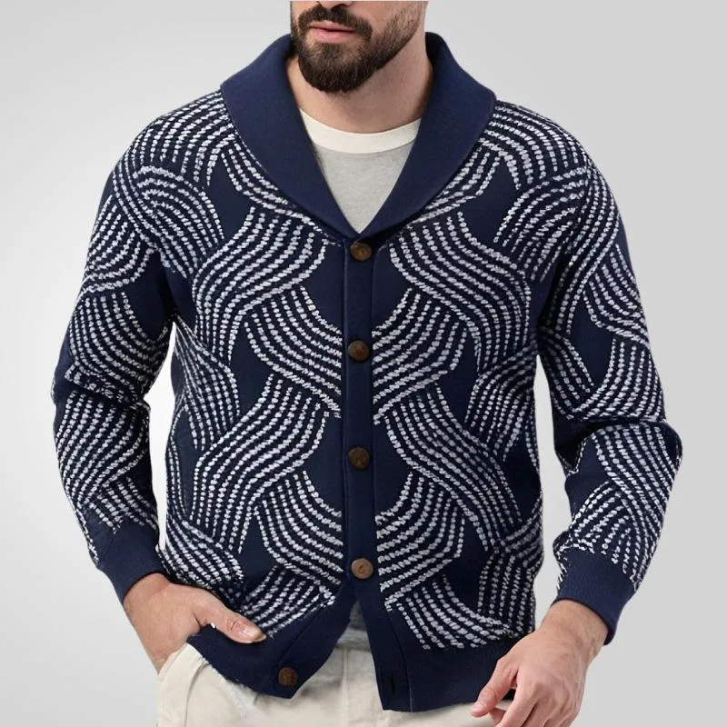 Men's Vintage Jacquard Shawl Collar Single Breasted Knitted Cardigan 10100276M sold by Manly product image thumbnail 2