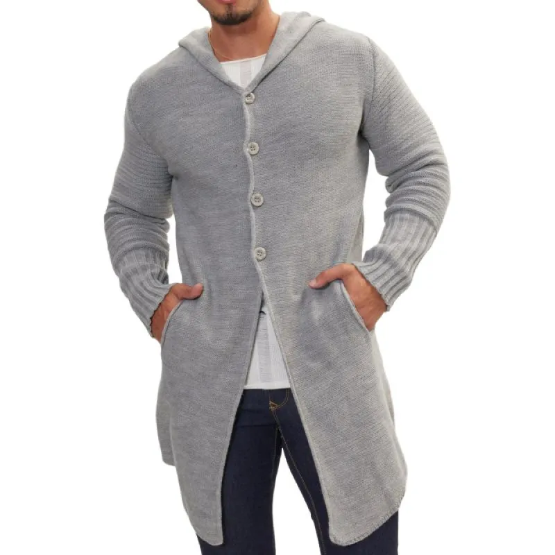 Men's Casual Hooded Single-breasted Mid-length Knitted Cardigan 64272437M sold by Manly