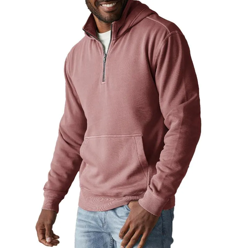 Men's Casual Cotton Blended Zipper Neck Loose Long Sleeve Pullover Hoodie 12221182M sold by Manly product image thumbnail 4