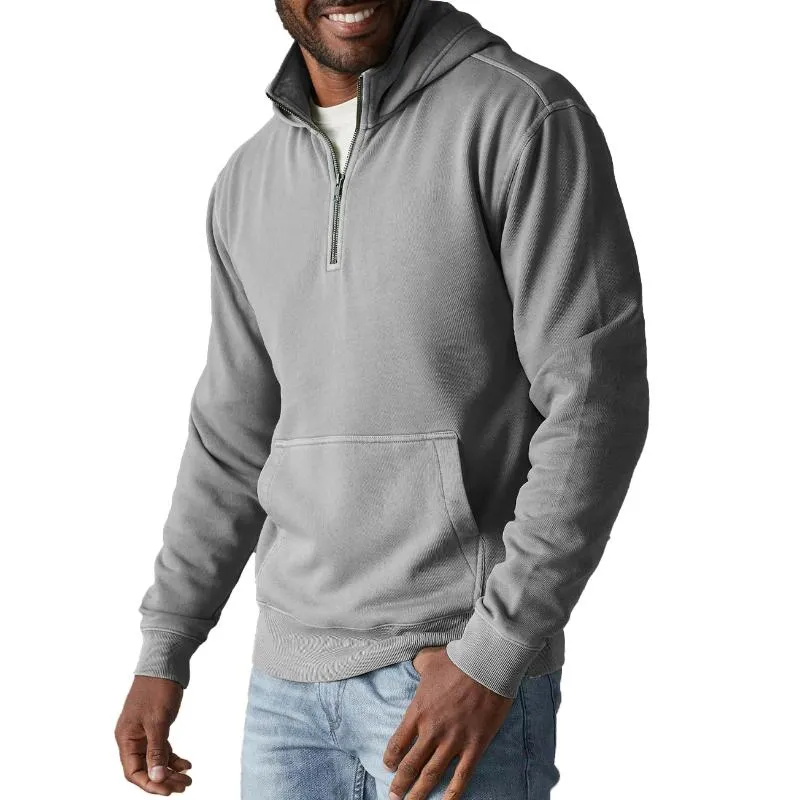 Men's Casual Cotton Blended Zipper Neck Loose Long Sleeve Pullover Hoodie 12221182M sold by Manly product image thumbnail 2