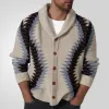 Men's Vintage Jacquard Thick Lapel Single Breasted Knitted Cardigan 25787366M sold by Manly
