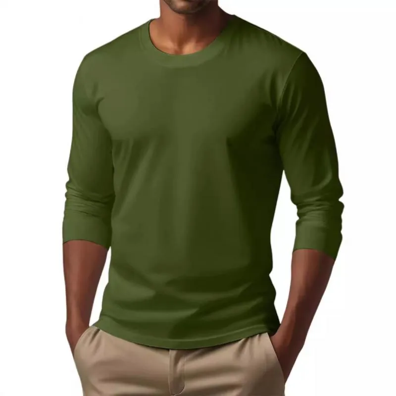 Men's Casual Cotton Blended Round Neck Slim Fit Long Sleeve T-Shirt 36082649M sold by Manly