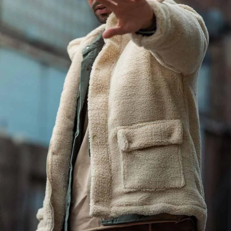 Men's Solid Color Loose Fleece Hooded Pockets Casual Jacket 72977960Z sold by Manly product image thumbnail 3