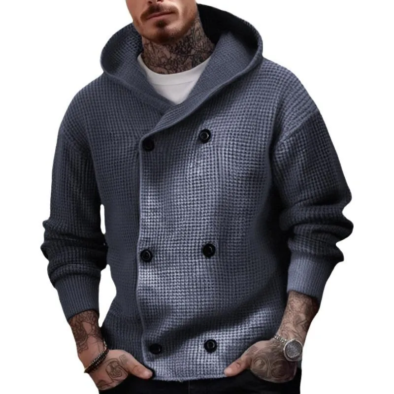 Men's Casual Hooded Double-breasted Thickened Knitted Cardigan 89765790M sold by Manly