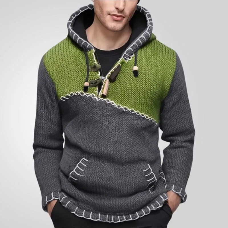 Men's Fashion Colorblock Patchwork Hooded Pullover Knitted Sweater 39909659M sold by Manly product image thumbnail 2