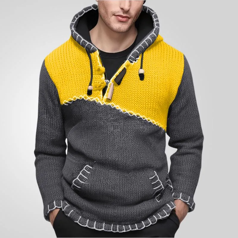 Men's Fashion Colorblock Patchwork Hooded Pullover Knitted Sweater 39909659M sold by Manly product image thumbnail 3