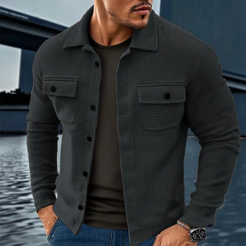 Men's Vintage Waffle Solid Lapel Jacket 23801065X sold by Manly product image thumbnail 2