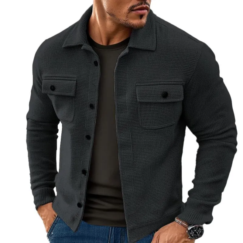 Men's Vintage Waffle Solid Lapel Jacket 23801065X sold by Manly