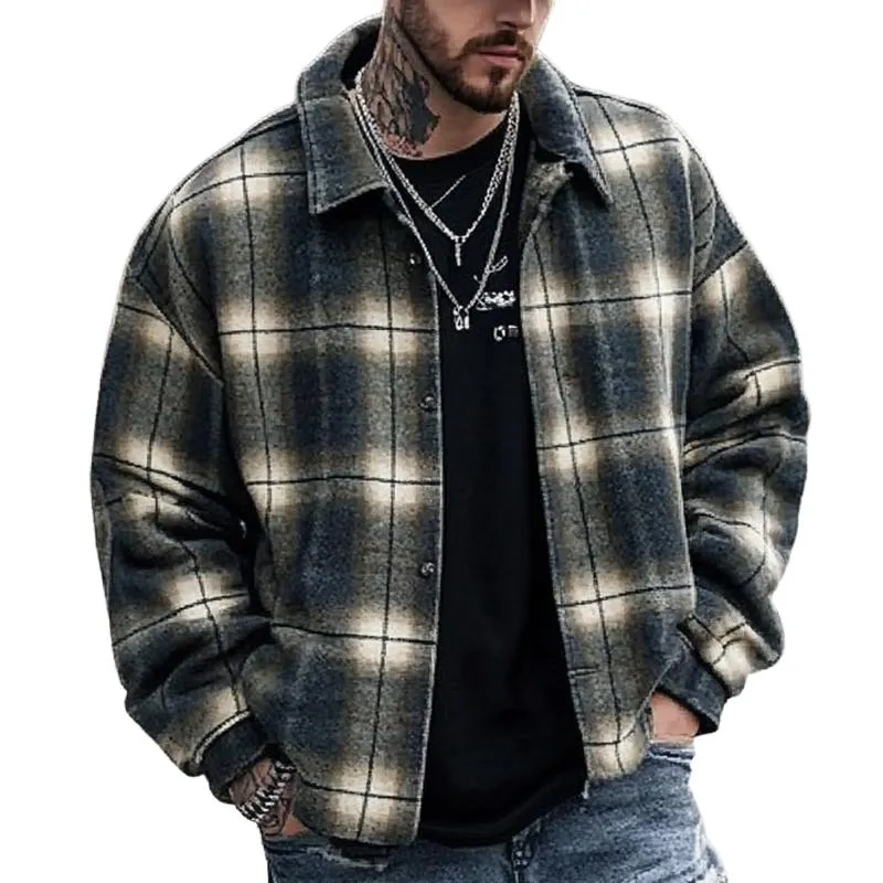 Men's Vintage Flannel Plaid Single Breasted Jacket 43293787X sold by Manly