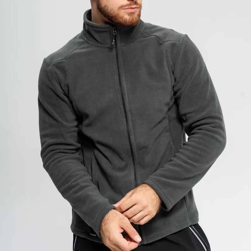 Men's Solid Color Plush Stand Collar Zipper Jacket 52294185Z sold by Manly product image thumbnail 4