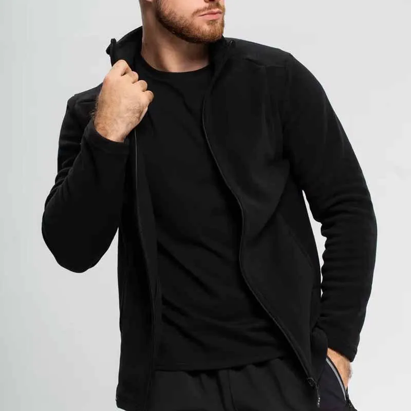 Men's Solid Color Plush Stand Collar Zipper Jacket 52294185Z sold by Manly product image thumbnail 5