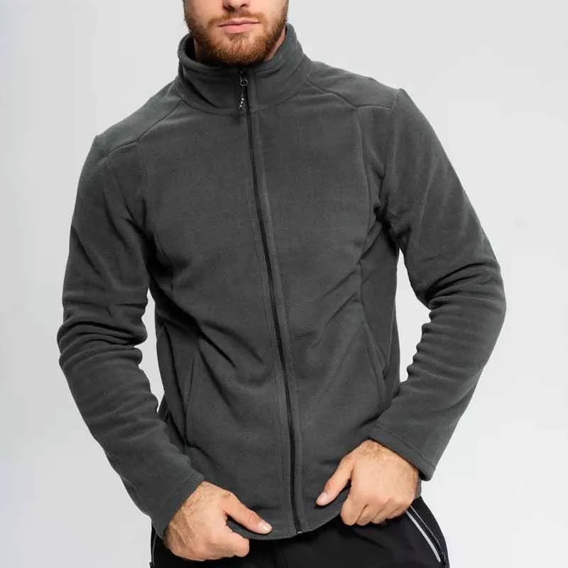 Men's Solid Color Plush Stand Collar Zipper Jacket 52294185Z sold by Manly product image thumbnail 3