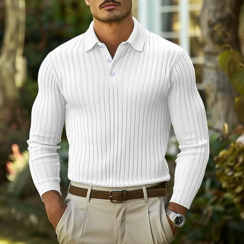 Men's Casual Colorblock Lapel Slim Fit Long Sleeve Polo Shirt 46391370M sold by Manly product image thumbnail 3