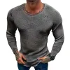 Men's Casual Round Neck Thin Long Sleeve Ripped Knitted Sweater 69300310M sold by Manly