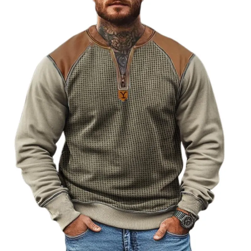 Men's Colorblock Round Neck Long Sleeve Casual Sweatshirt 61310781Z sold by Manly