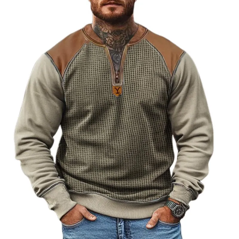 Men's Colorblock Round Neck Long Sleeve Casual Sweatshirt 61310781Z sold by Manly