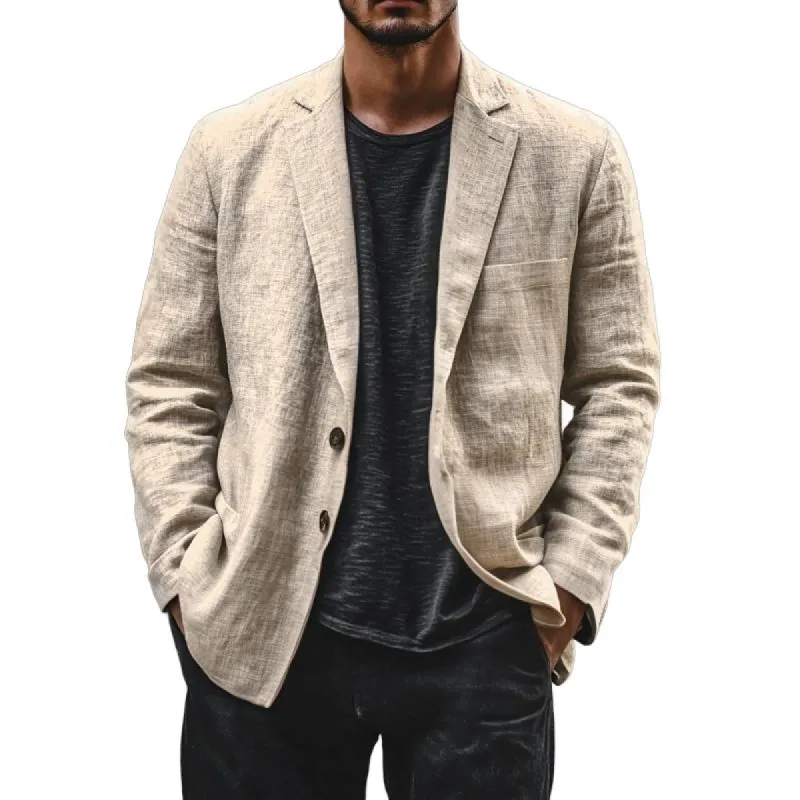Men's Casual Cotton Linen Breathable Lapel Single-breasted Loose Blazer 38045101M sold by Manly