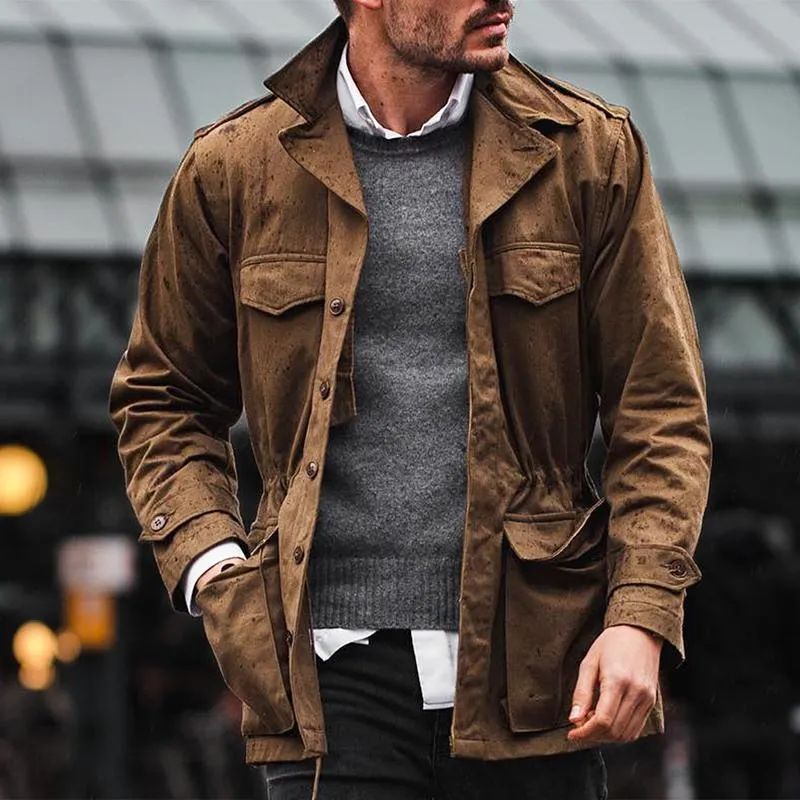 Men's Retro Casual Solid Color Multi-Pocket Work Jacket 50511003TO sold by Manly product image thumbnail 2