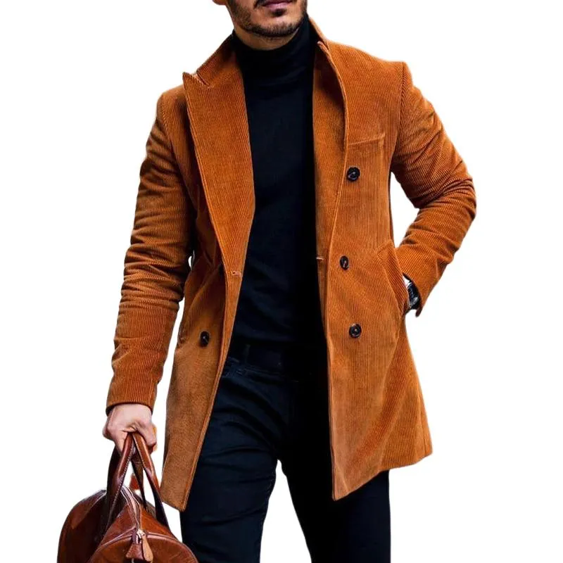 Men's Vintage Casual Corduroy Solid Lapel Pocket Coat 40868070TO sold by Manly