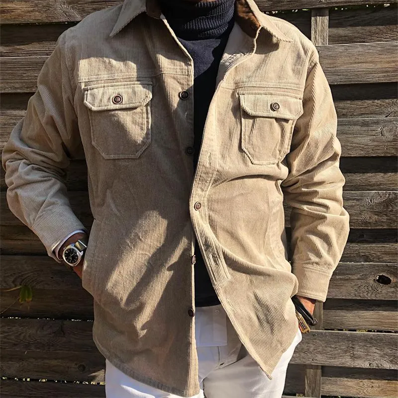 Men's Vintage Casual Corduroy Lapel Pocket Jacket 22159045TO sold by Manly product image thumbnail 2