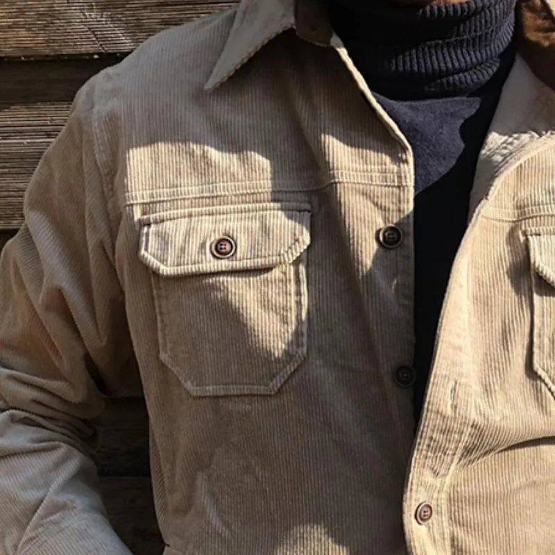 Men's Vintage Casual Corduroy Lapel Pocket Jacket 22159045TO sold by Manly product image thumbnail 3
