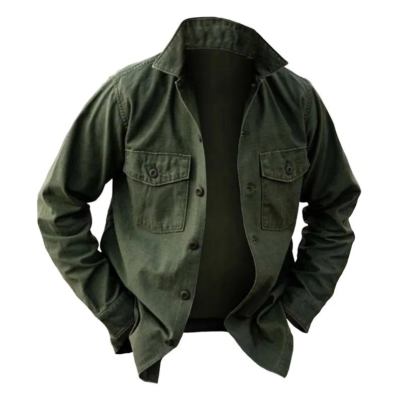 Men's Vintage Casual Washed Lapel Work Jacket 49853665TO sold by Manly
