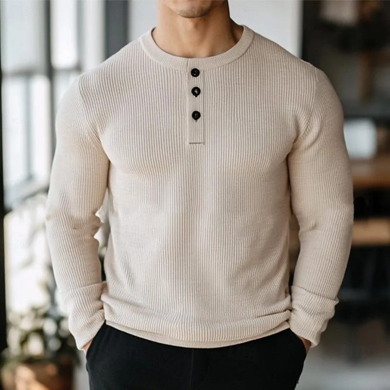 Men's Casual Solid Color Henley Collar Slim Fit Long Sleeve T-Shirt 69443815M sold by Manly product image thumbnail 2