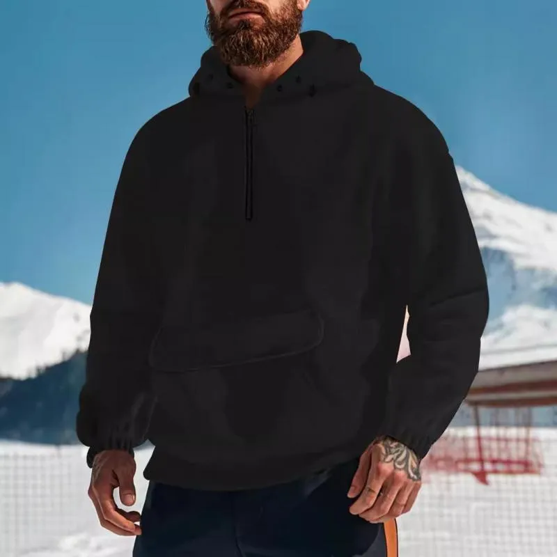 Men's Solid Loose Kangaroo Pocket With Flap Casual Hoodie 81004579Z sold by Manly product image thumbnail 4