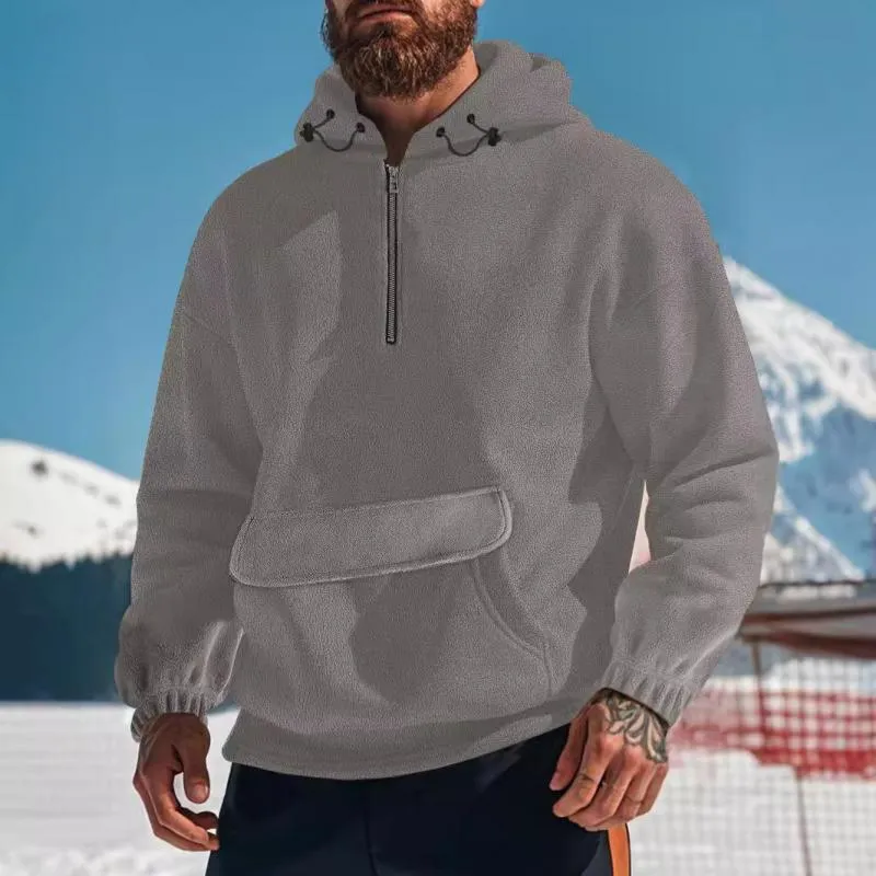 Men's Solid Loose Kangaroo Pocket With Flap Casual Hoodie 81004579Z sold by Manly product image thumbnail 2