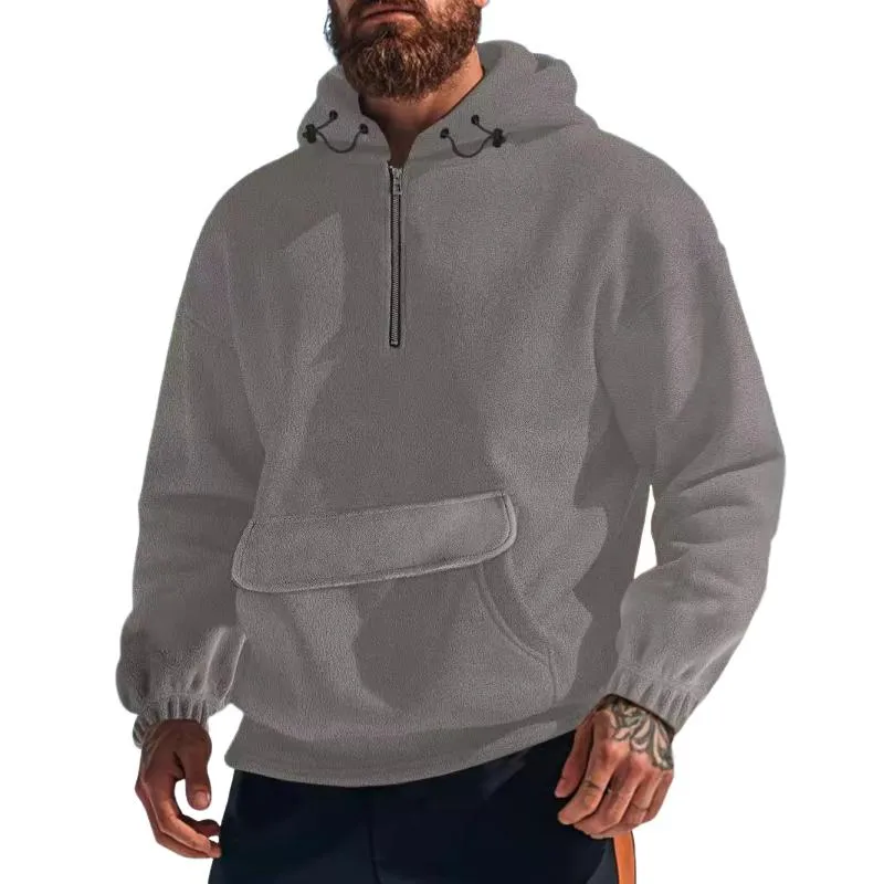 Men's Solid Loose Kangaroo Pocket With Flap Casual Hoodie 81004579Z sold by Manly