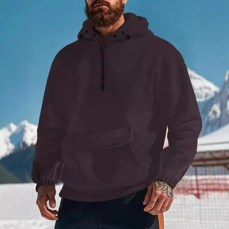 Men's Solid Loose Kangaroo Pocket With Flap Casual Hoodie 81004579Z sold by Manly product image thumbnail 5