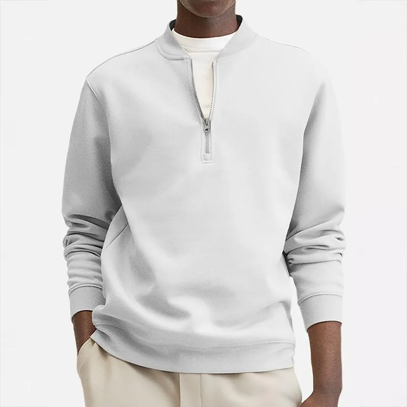 Men's Solid Color Loose Zipper Stand Collar Long Sleeve Casual Sweatshirt 24931941Z sold by Manly product image thumbnail 3