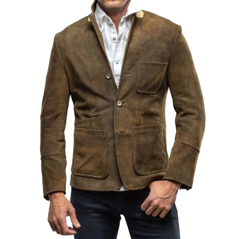 Men's Vintage Suede Stand Collar Slim Fit Single Breasted Blazer 96510366M sold by Manly