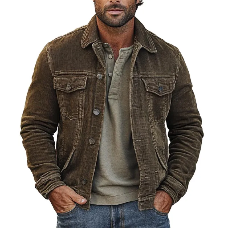 Men's Vintage Lapel Single Breasted Corduroy Jacket 71460914X sold by Manly