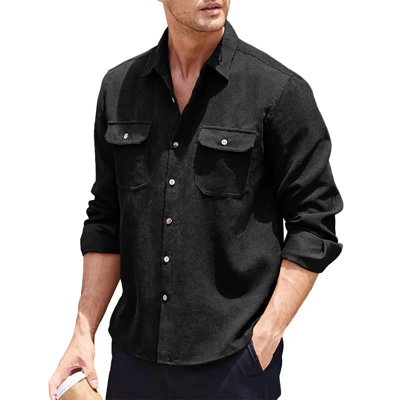 Men's Solid Corduroy Lapel Shirt Jacket 78647275X sold by Manly