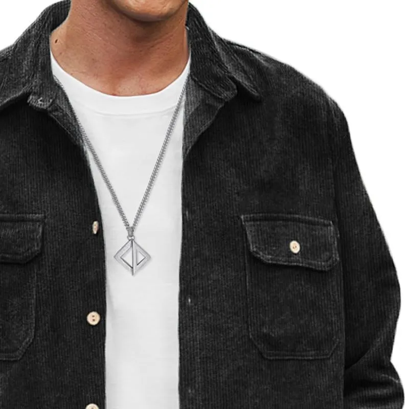 Men's Solid Corduroy Lapel Shirt Jacket 78647275X sold by Manly product image thumbnail 3