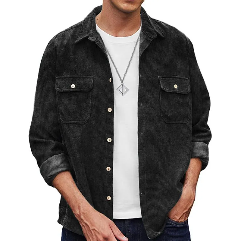 Men's Solid Corduroy Lapel Shirt Jacket 78647275X sold by Manly product image thumbnail 2